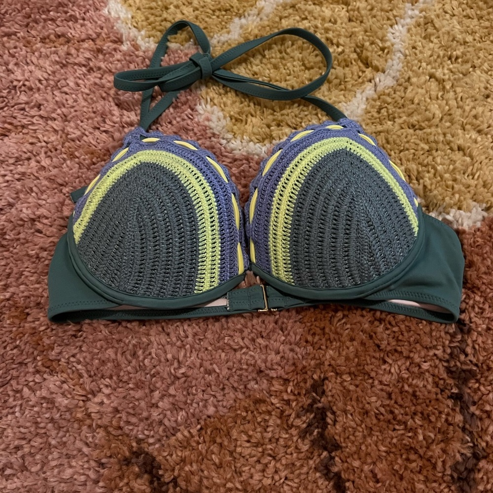 Shade & Shore Green and Yellow Underwire Bra